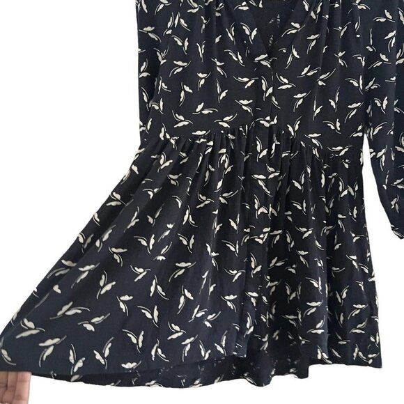 Anthropologie Maeve Winona Babydoll Tunic Top Black White Cotton 3/4 Sleeve Sz S - Picture 8 of 14